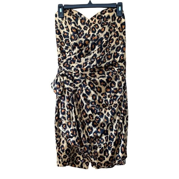 Vintage A.J. Bari for Neiman Marcus Silk Strapless Leopard Print Cocktail Dress - Picture 4 of 12